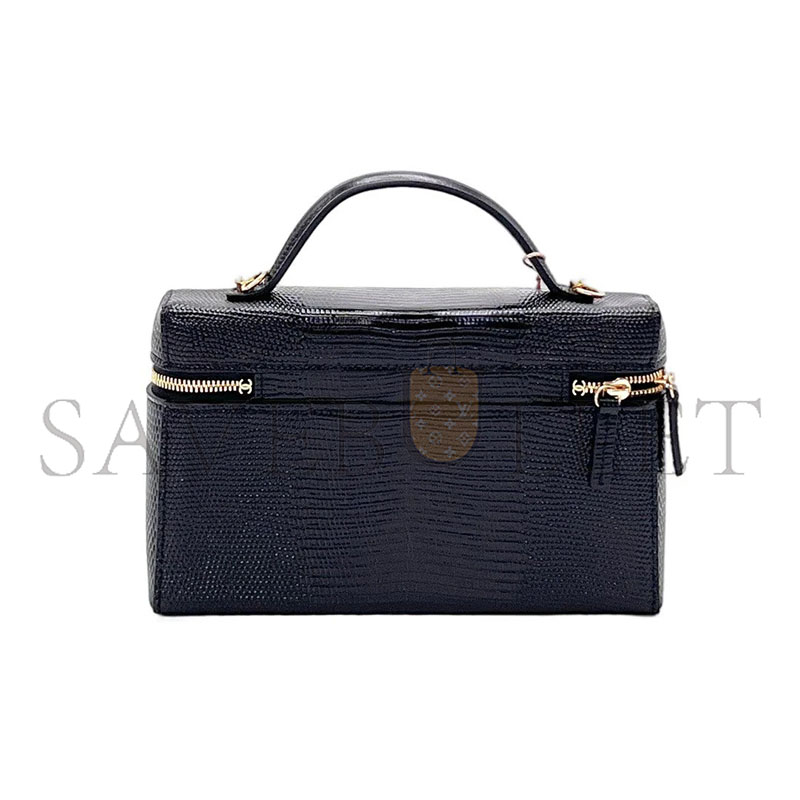Ch**el MASTER TRENDY HANDLE SLIM VANITY LIZARD EMBOSSED CALFSKIN BLACK (19*12*5cm)